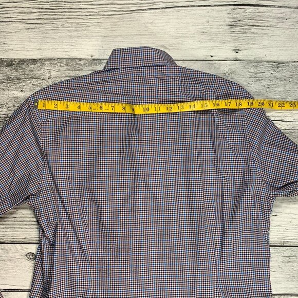 Eton Slim Gingham Check Print Dress Shirt - Picture 9 of 12
